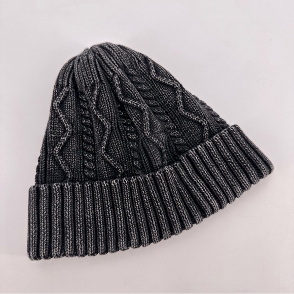 Free People Stormi Washed Black Cable Beanie Cotton Hat - Picture 2 of 4
